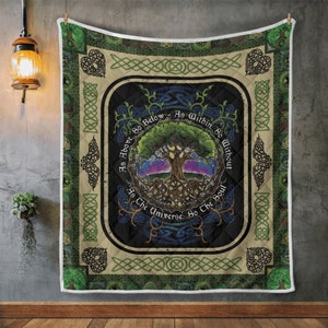 Irish Tree Of Life Quilt, The Celtic Knot  Tree Of Life Quilt Gifts from Mom, Dad, Son, Daughter, Grandma, Grandpa for Winter