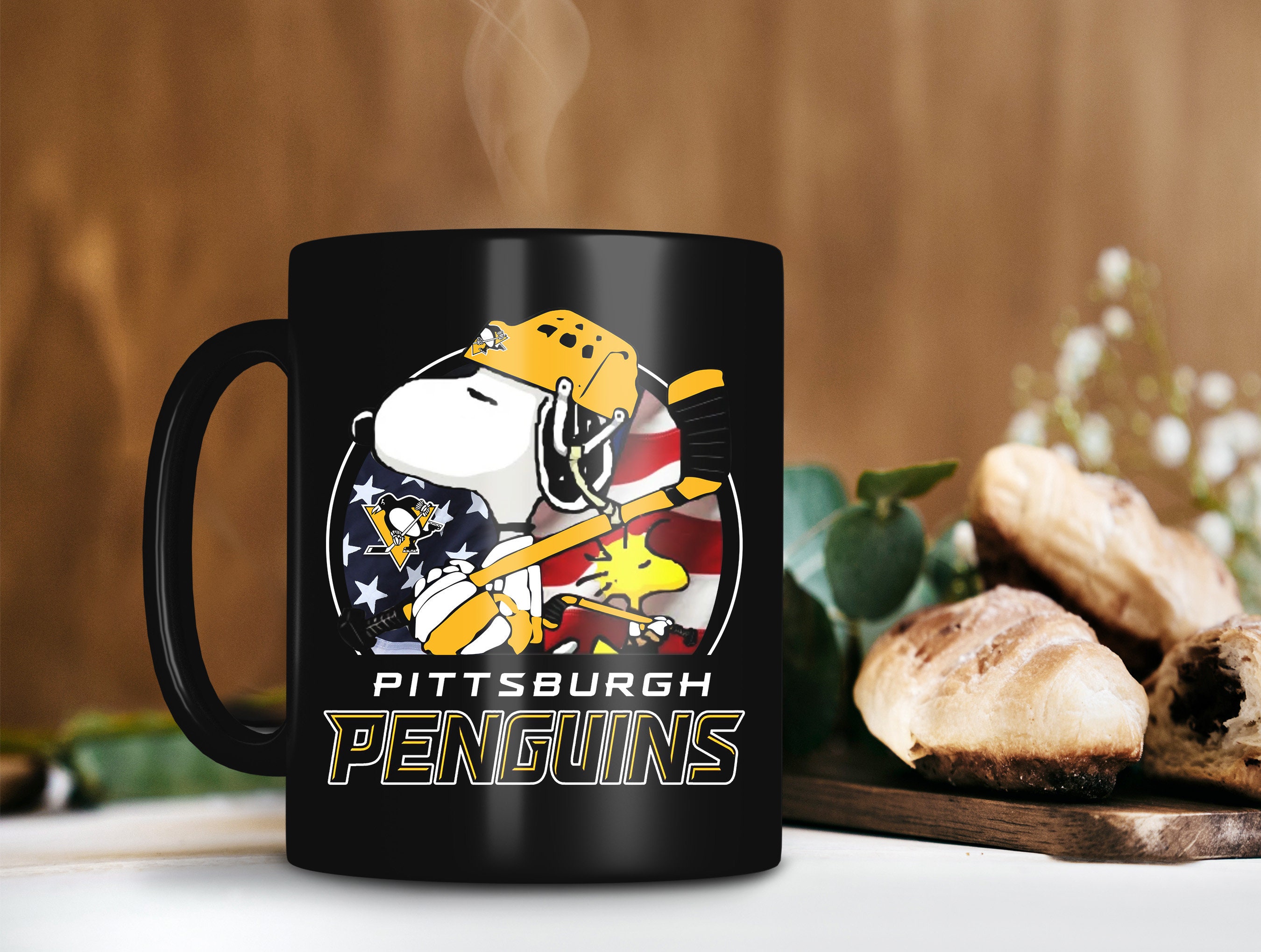 Pittsburgh Penguins Hockey Team And Snoopy Woodstock In | Etsy