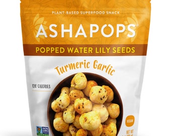 AshaPops Popped Water Lily Seeds Turmeric Garlic 1 oz (4 pack)