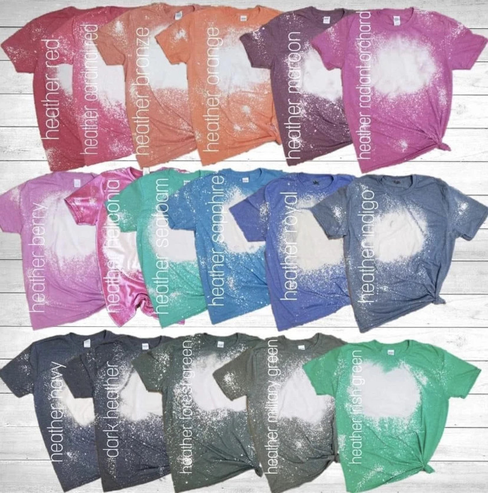 Bleached Tshirt blanks for vinyl or screen printing. Etsy