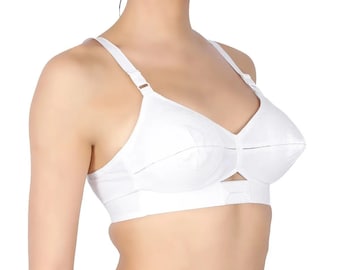 Vintage Padded Bullet Bra - 1950&#39;s design, pointy cone full coverage with center elastic in pure 100% cotton, plus size retro bra