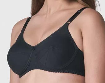 Black Cotton Wireless Full Coverage Bra – Double Layered Soft Cotton Saree Bra – Comfortable Everyday Support