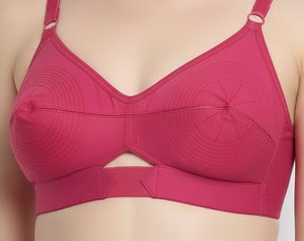 Hot Pink Bullet Bra – Padded Vintage 1950s Cone Bra – Retro Pin Up Lingerie – Cotton Glam Bra