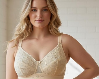 Reggiseno Push-Up Beige in Cotone Hakoba – Nude 100% Cotone Morbido – Coppe Imbottite – Copertura Media – Invisibile sotto Abiti Chiari