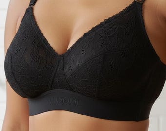Black Hakoba Cotton Push-Up Bra – Soft Foam Lined, Medium Coverage