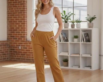 Cotton Lounge Pants - Elastic Waist, Custom Fit Trousers