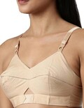 Beige Vintage Bullet Bra - Cotton Conical Bra with Signature Circular Stitching - Retro 1950s Silhouette, Non-Padded Support, Bullet Style
