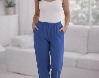 Cotton Lounge Pants - Elastic Waist, Custom Fit Trousers
