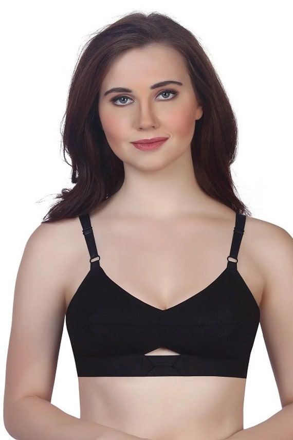 Buy Encircled Bullet Bra Organic 100% Cotton Round Stitch Full Coverage  Winsome Bra Vintage Pointy Bra With Center Elastic Black Online in India 