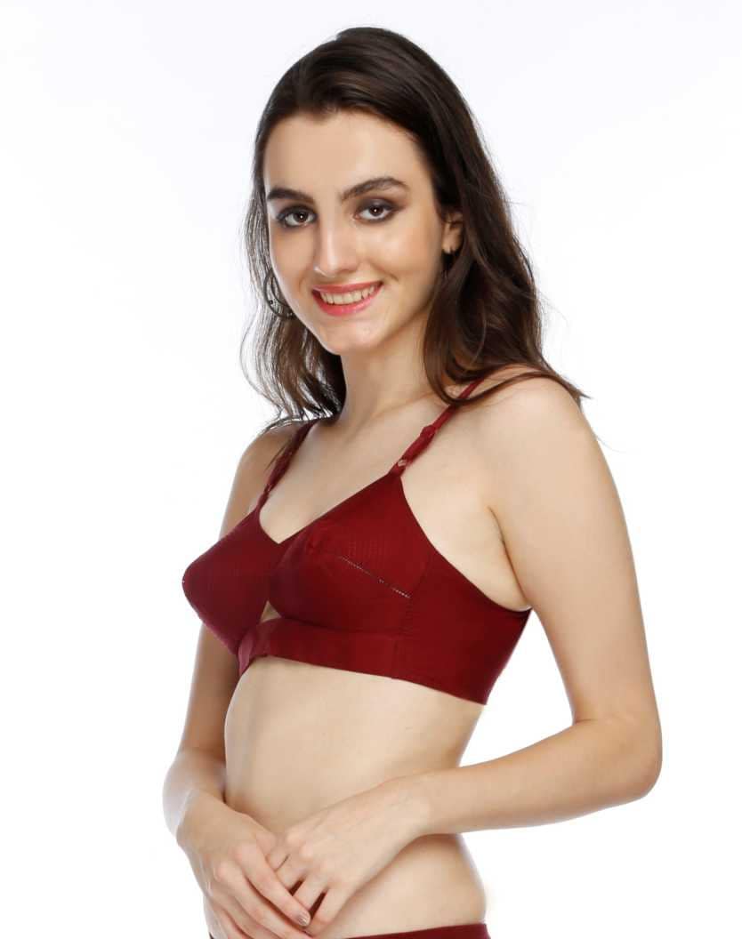Buy WINSOME Round Stitch Full Coverage Regular Bra with Center Elastic,  Encircled Bullet Bra (Combo Pack of 2 - Rose & Hot Pink) (A, 30) at
