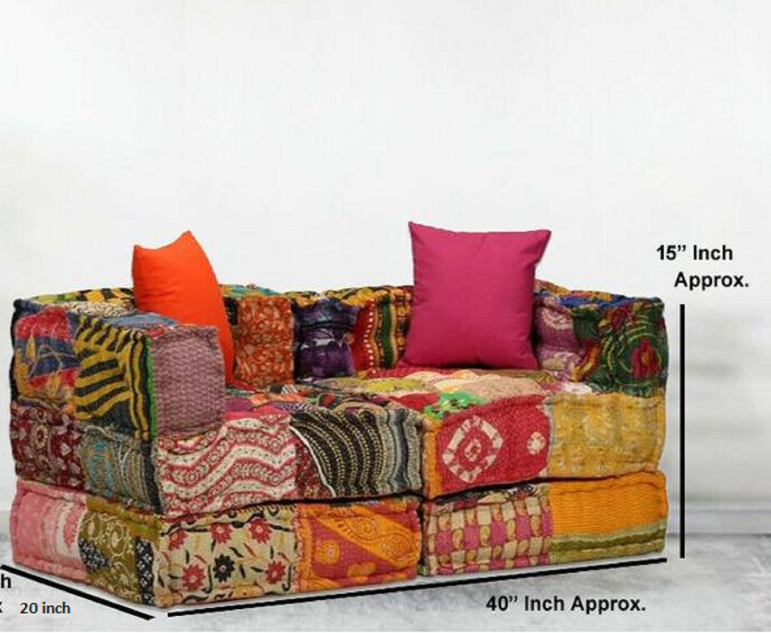 Indian Kantha Vintage Sofa Handmade Patchwork Floor Sofa Etsy
