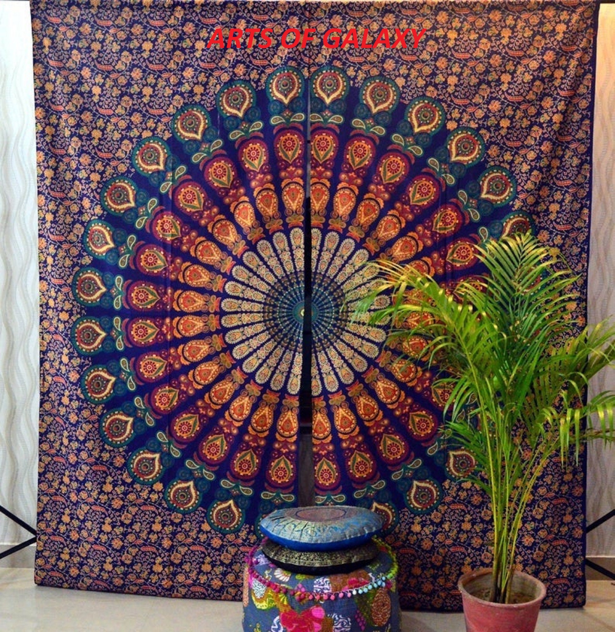 Mandala curtains printed curtain mandala throws wall hanging | Etsy