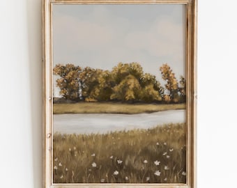 Fall Landscape Painting: Vintage Style Autumn Wall Art (Digital Download)