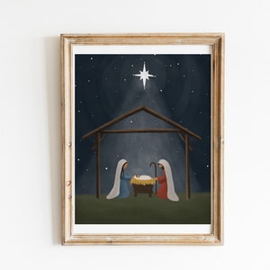 Oh Holy Night | Digital Download | Christmas Print | Nativity Print | Baby Jesus Print | Nativity Scene | Mary and Joseph | Christmas Art