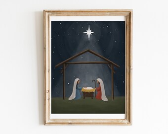 Oh Holy Night Print: Nativity Scene, Baby Jesus (Digital Download)