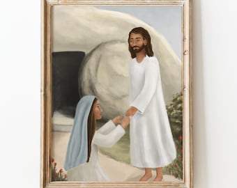 Mary Magdalene and Jesus Tomb Art: Christian Easter Print (PDF, JPEG, PNG)