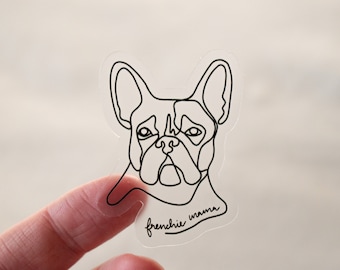Frenchie Mama Sticker: Line Art French Bulldog, Waterproof Clear Decal
