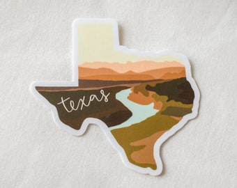 Texas State Sticker: Waterproof Vinyl Decal (3")