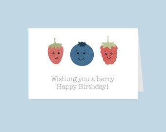 Berry Funny Birthday Card: Pun Illustration (Digital)