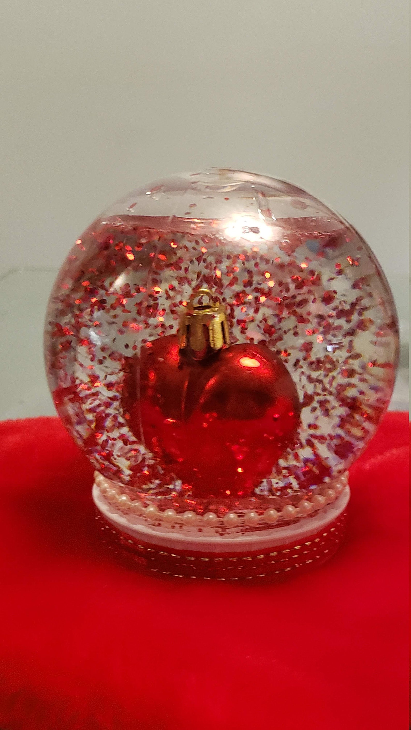 Glitter water globe with a Red Heart Etsy