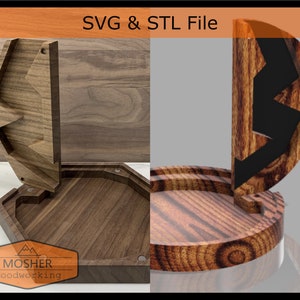 Combo - Caja de almacenamiento y rodillo de dados SVG y STL (redonda y hexagonal)