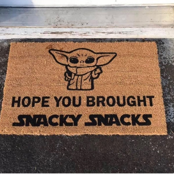 Hope You Brought Snacky Snack Baby Yoda Door Mat-Funny Baby Yoda Door Mat-Grogu Welcome Mat-Star Wars Fans Gift