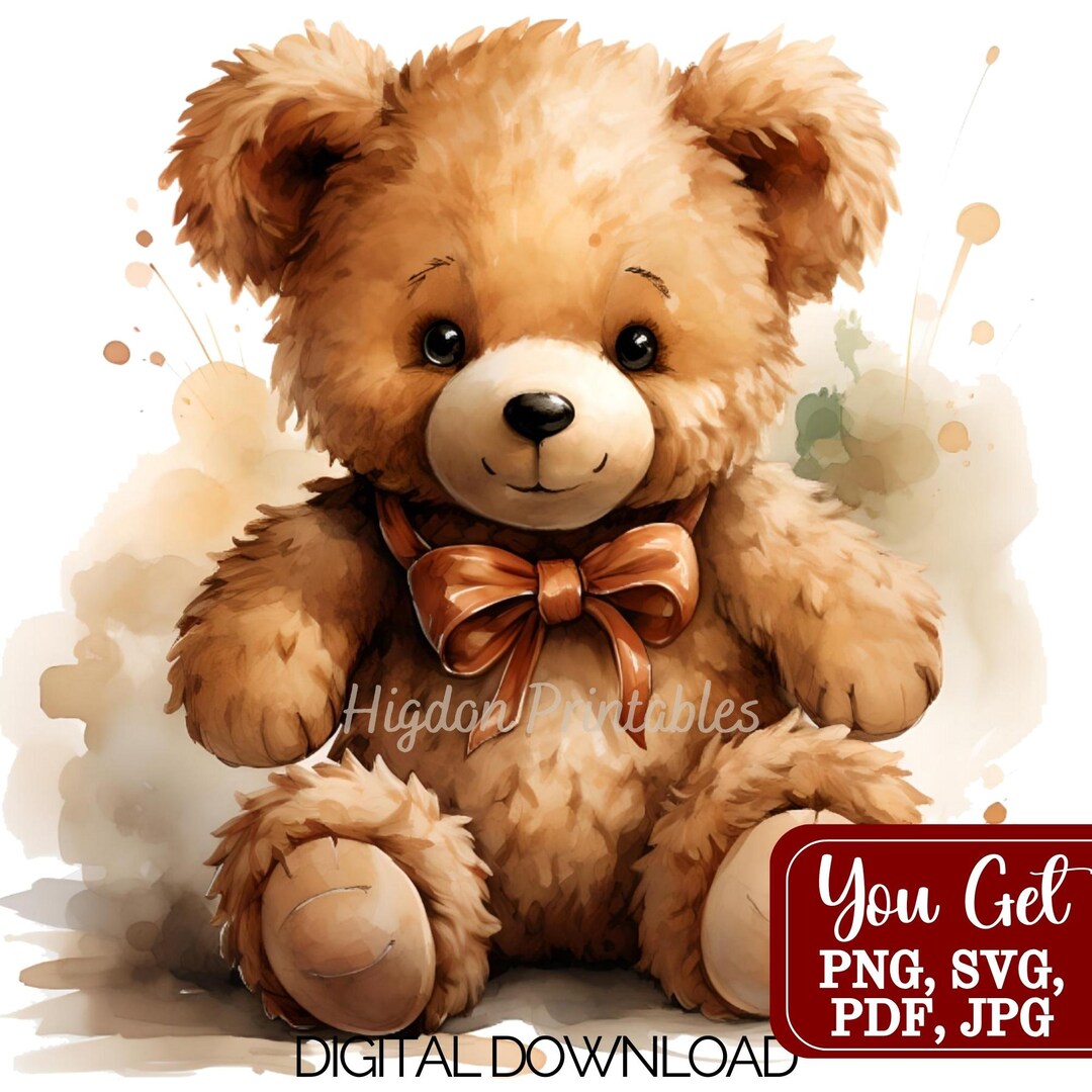 Cute Teddy Bear Digital Download Clip Art Nursery Art Card Etsy