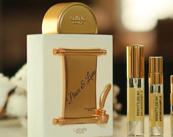 Muestra de Lattafa Peace & Love / Perfume árabe floral de rosa cremosa / Fragancia de nicho para regalar