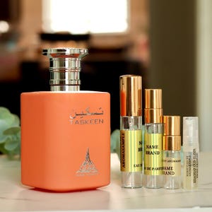 Taskeen Peach Perfume Sample: Paris Corner, Travel Size Atomizer