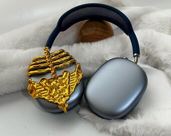 3D Printed Skull Bones Airpods Max Attachment: Silver