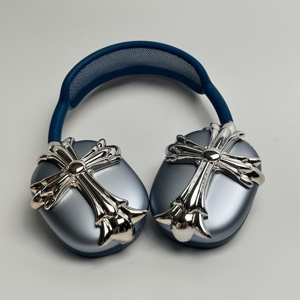 AirPods Max 'Pewter Cross' Headphones Attachment: 3D Resin Print Art,  Christian Silver Gold Gift, AirPods Max Case Cover