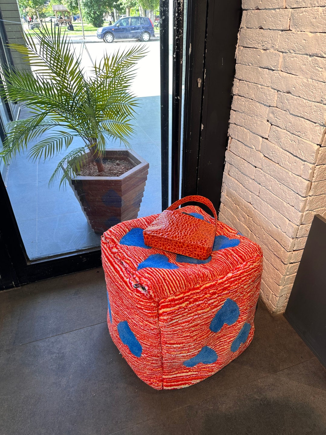 Heart Dice Ottoman Pouf Cover unstuffed / Moroccan Pouf / Bohemian & Eclectic / Chairs / Cooffee