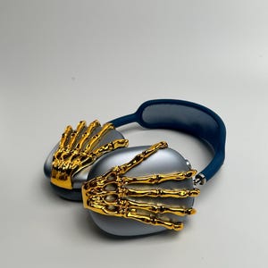 AirPods Max Skeleton Hand Earbuds Attachment / AirPods Max Case Cover /3D Print Skeleton AirPods Max /Matte Chrome Silver Gold Colorful