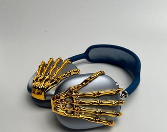 3D Printed 'Skeleton Hand' AirPods Max Attachment - Glossy Chrome Finish, Gamer Gift