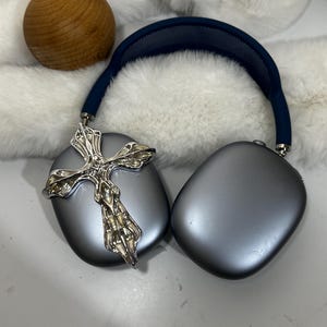 AirPods Max Goth Cross Headphones Attachment / AirPods Max Case Cover/ 3D Resin Print / Chrome Gold Silver/ Earbuds Accessories / Jesus