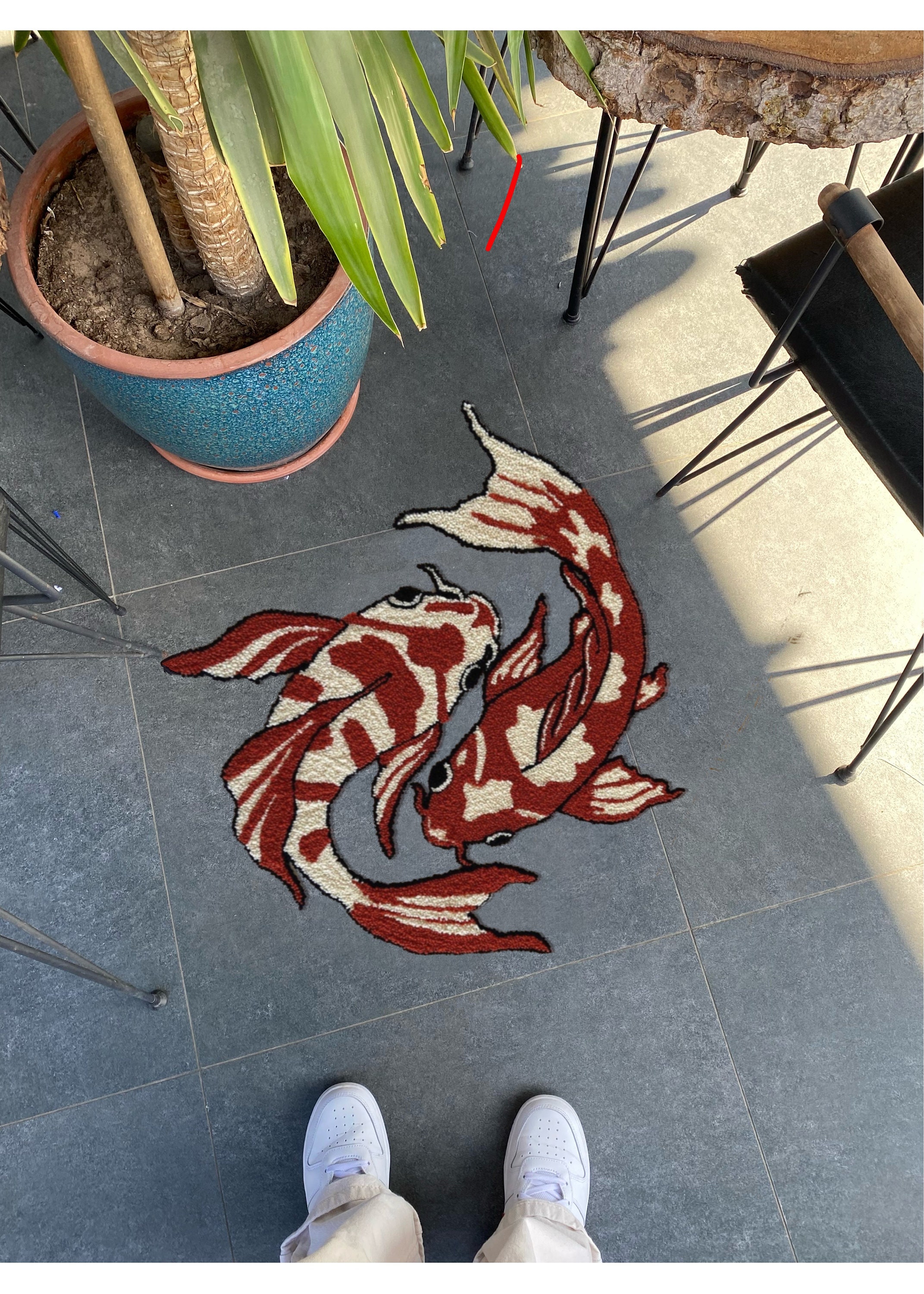 Koi Fish Tufted Rug / Asian / Traditional / 100 Handmade Etsy