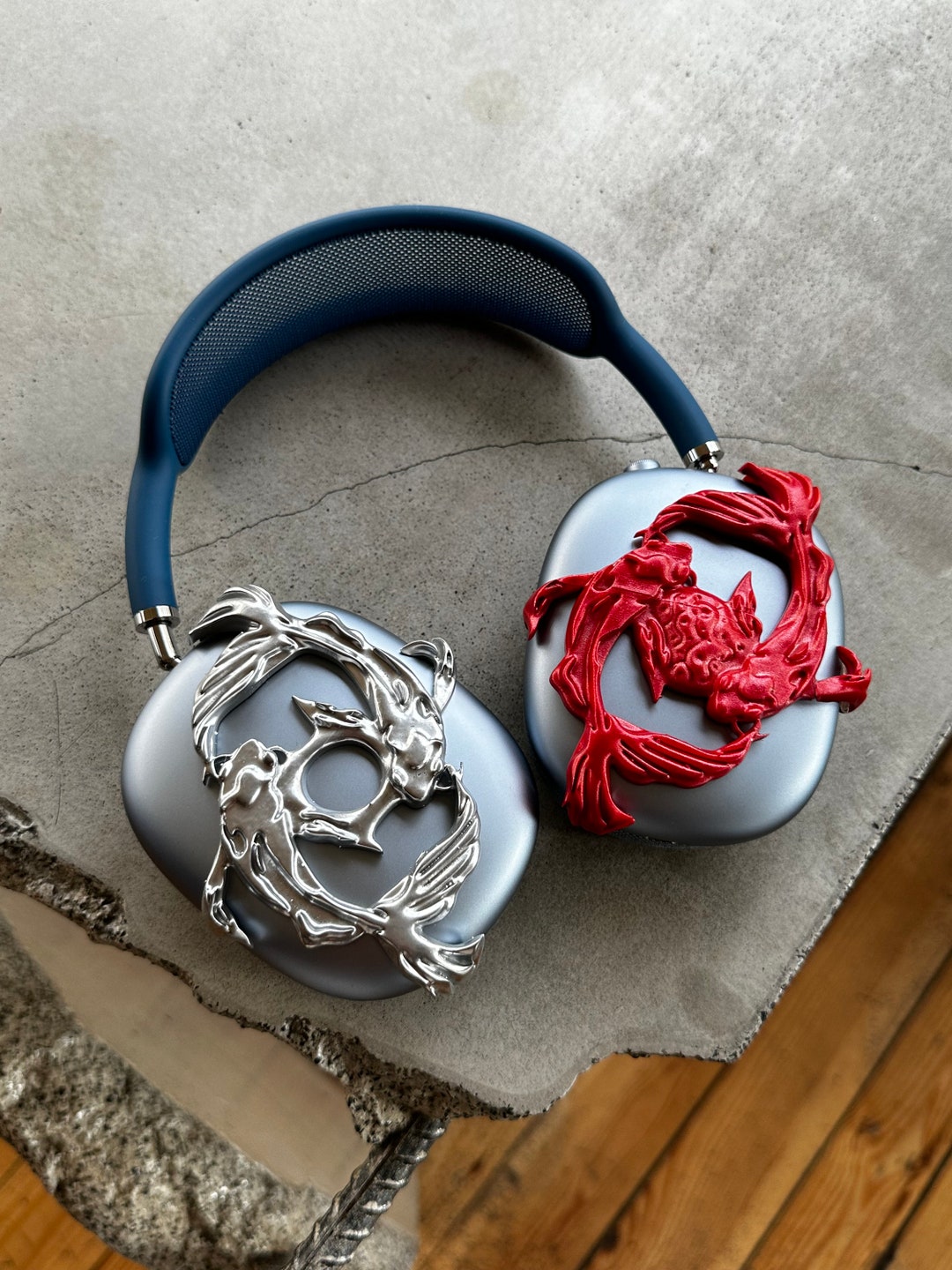 Airpods Max Koi Fish Earbuds Attachment / Airpods Max Case Cover / 3D Print Resin Chrome Gold