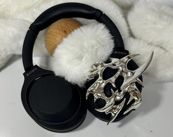 3D Printed 'Bumerang' Attachment for Sony WH-1000XM4 Headphones - Gamer Setup - Chrome Finish