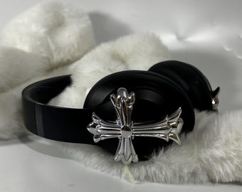 Beats Studio Pro &#39;Pewter Cross&#39; Headphones Attachment: 3D Printed Resin Art