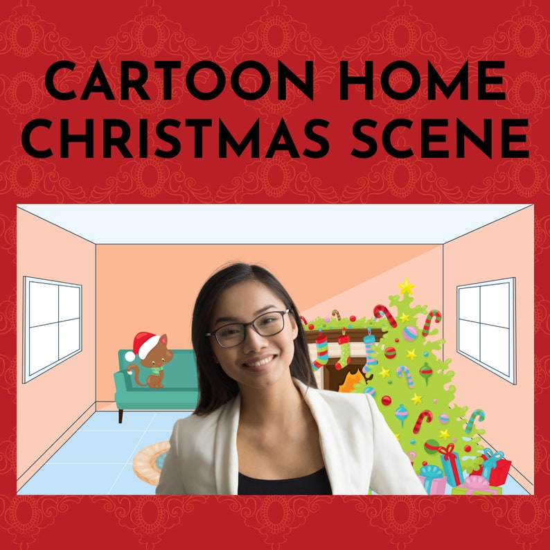 Set of 4 Christmas Zoom Virtual Background for Zoom Meetings Home ...