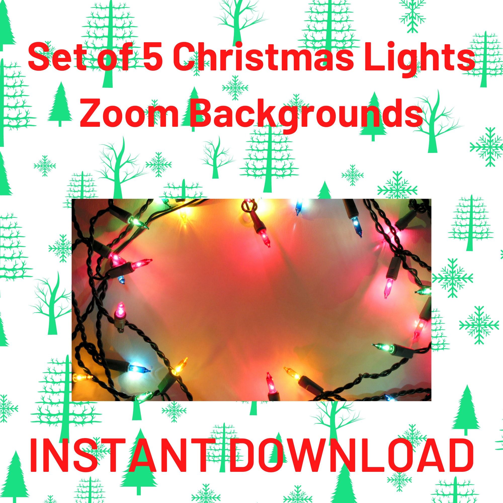 Christmas Lights Zoom Digital Virtual BackgroundsPerfect for Etsy