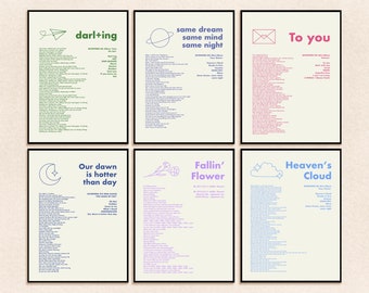 Seventeen Lyric Posters - set of 6 digital download, kpop poster set, seventeen poster