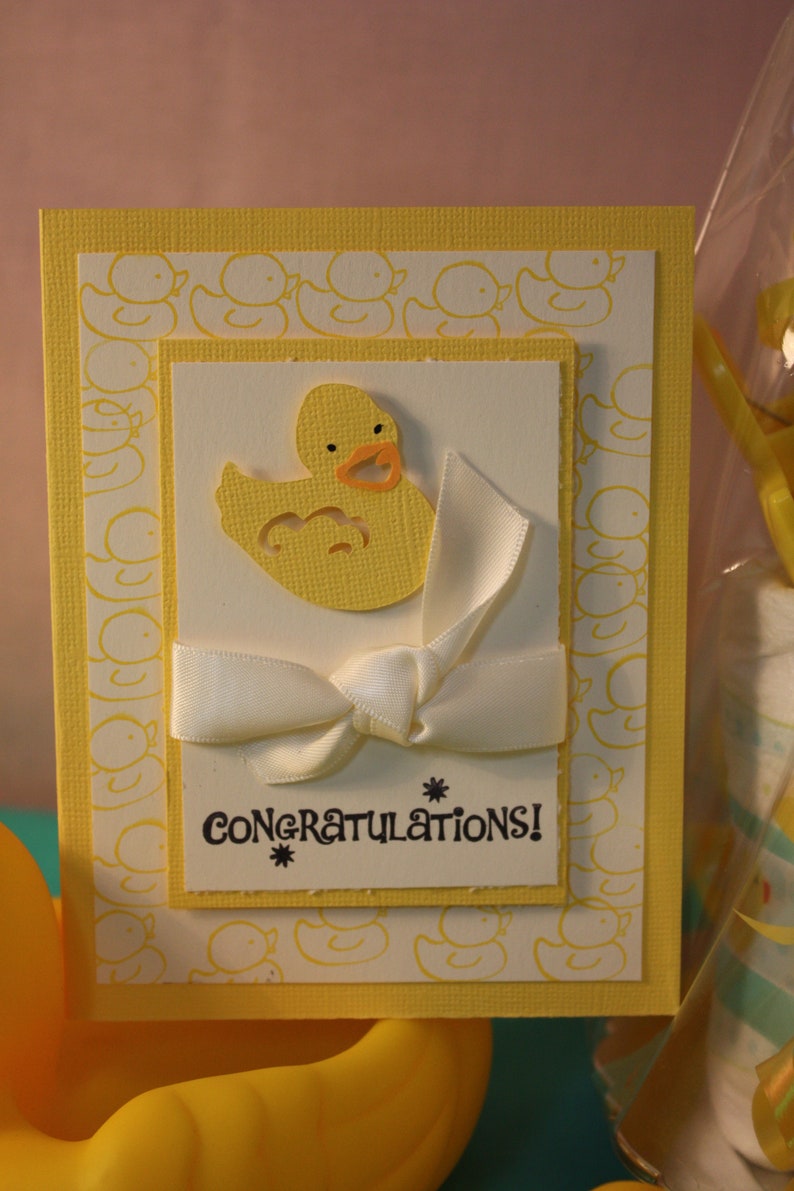 3D Neutral Baby Yellow Duck Card