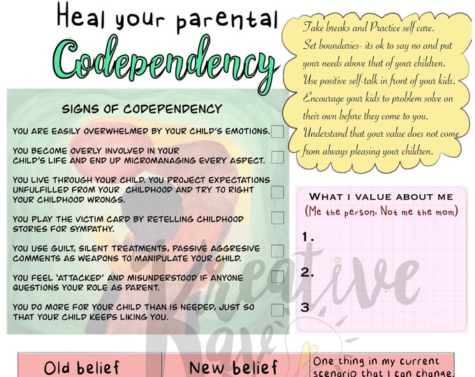 Codependency Worksheet, Worksheets for Therapy, Self Help, Self Care ...