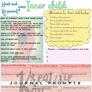 inner child healing worksheet etsy