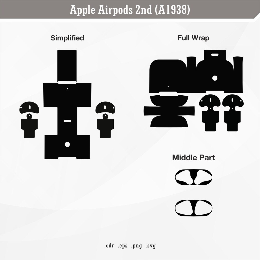 Apple Airpods 2 | SVG Digital Skin Template | A1938 - Etsy
