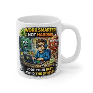 Lustige Programmierer Tasse, Coding Kaffeetasse, Geschenk für Programmierer, Software Engineer Tasse, Geek Office Schreibtisch Geschenk, Work Smarter Tasse