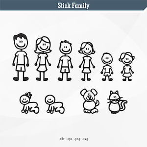 Stick-Familie | SVG Digitaler Vektor