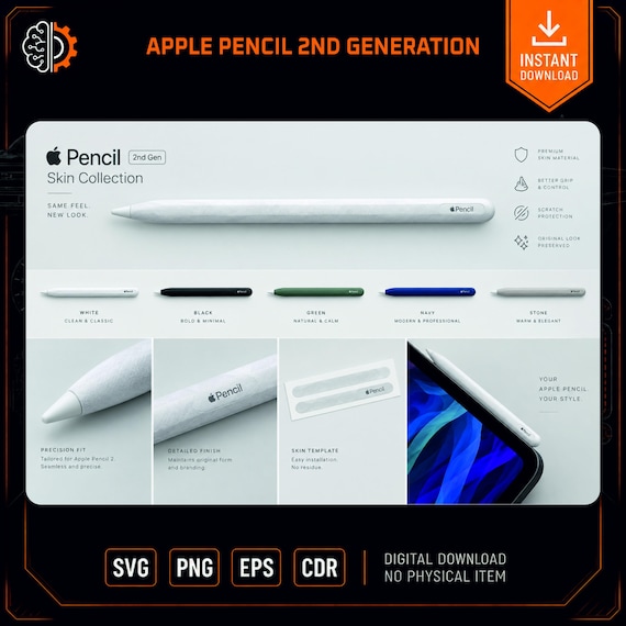 Apple Pencil 2nd Generation | SVG Digital Skin Template - Etsy