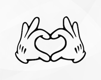 Mickey Mouse Heart Hands SVG | Digital Vector